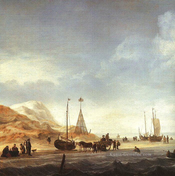 Strand Meeres Willem van de Velde dJ Stiefel Seestück Ölgemälde